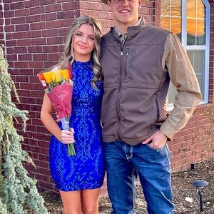 B. Darlin Size:S Blue Sequin Short Formal Dress from Macy’s